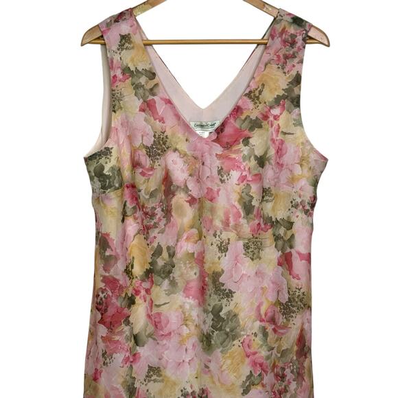 Vintage Coldwater Creek Plus Size 18W Pastel Floral Chiffon Layered Maxi Dress - Picture 2 of 7